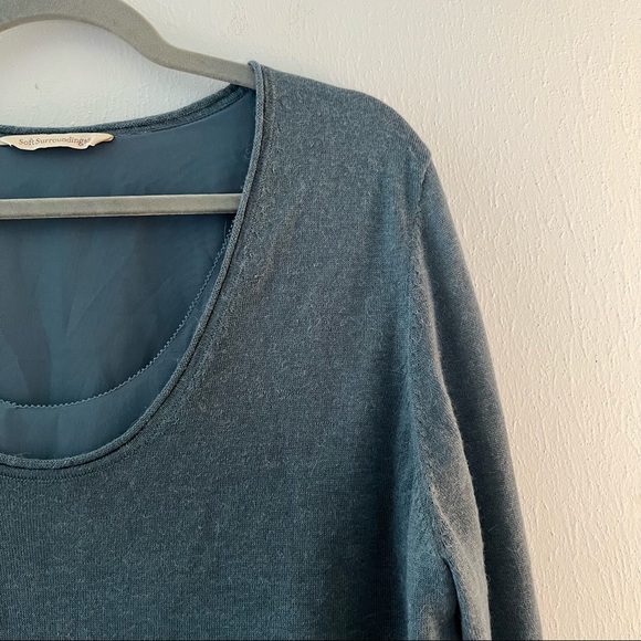Soft Surroundings Sweater Teal Scoop Neck w/Chiffon Lining XL? *See Measurements - Picture 5 of 11